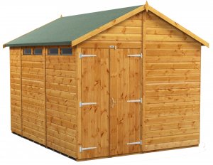 Power 10x8 Apex Secure Garden Shed - Double Door